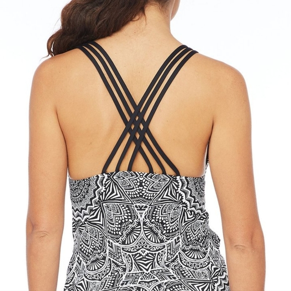 La Blanca New Black & White Henna Medalion Tankini SwimTop, 4 - Picture 2 of 6